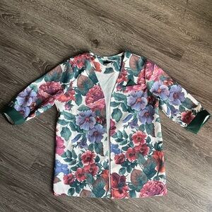 Vintage 90'S Whirlaway Frocks Pink & Green Floral Open Face Blazer 14